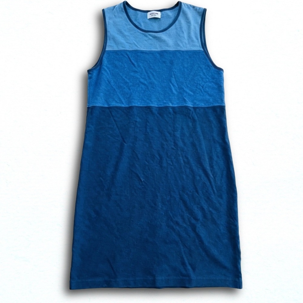Jones New York Sport Petite Blue Colorblock Sleeveless Cotton Jersey Dress P